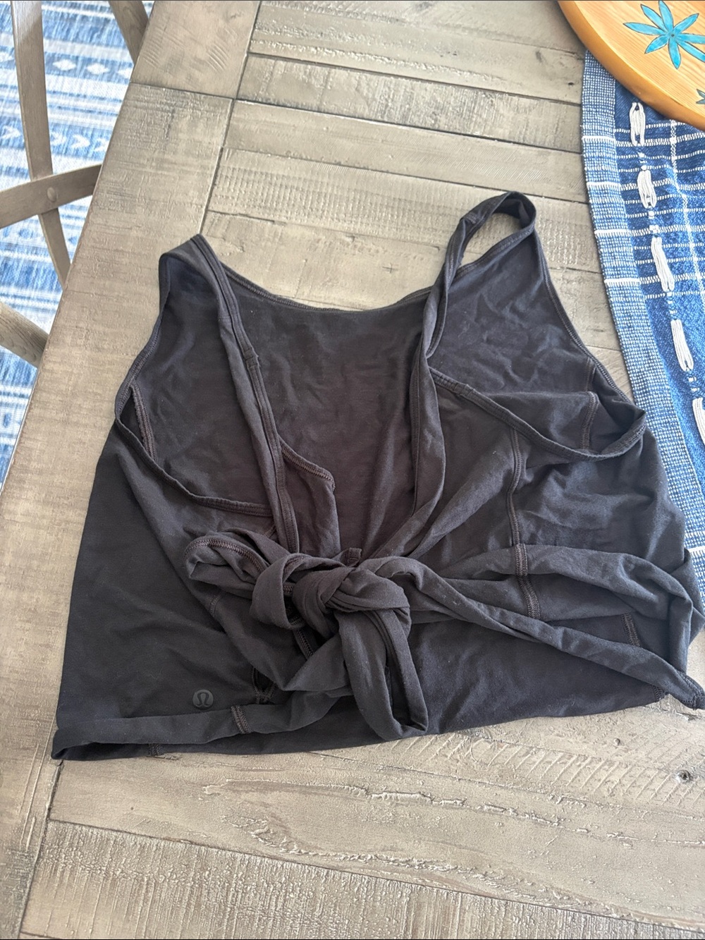 lululemon Women's Black Tank Top with Front Tie